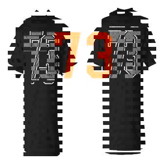 Distressed Orange Number 73 Jersey Player Uniform 73 T-Shirt | Mazezy