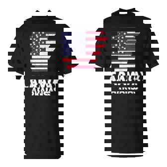 Distressed Patriotic USA Flag Caraway Arkansas T-Shirt | Mazezy