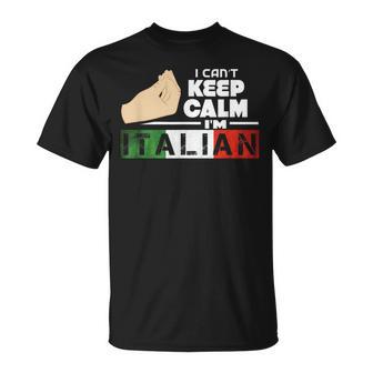 Divertente Bandiera Italiana Italiani Italia -Cherzo -Cant Keep Calm Maglietta - Novitaregali