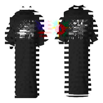 Dominica & USA Together Half American Half Dominican T-Shirt | Mazezy