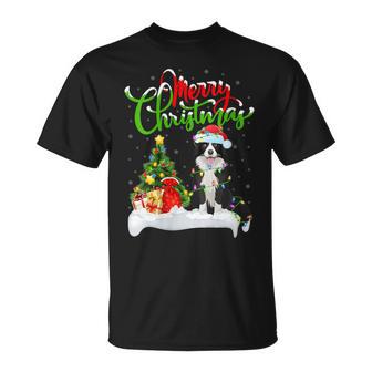 Donna Border Collie Cane Amante Illuminazione Border Collie Natale Con Collo A Maglietta - Novitaregali