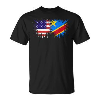 DR Congo & USA Together Half American Half Congolese T-Shirt | Mazezy