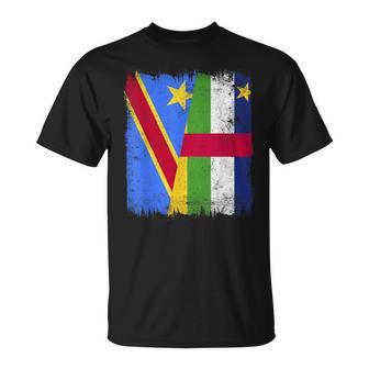 DR Congo Central African Republic Half Flag Congolese CAR T-Shirt | Mazezy