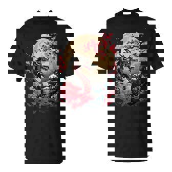 Dragon Noir En Fleurs De Cerisier Japonais Esthétique T-Shirt - Cadeauxyz