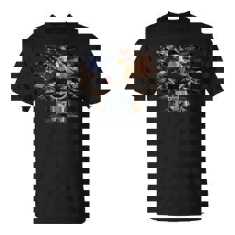 Drapeau Américain Aigle Équitation Moto Motard Usa Patriot T-Shirt - Cadeauxyz