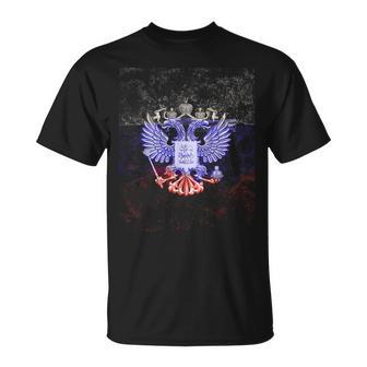 Drapeau De La Russie Avec Blason Double Aigle T-Shirt - Cadeauxyz