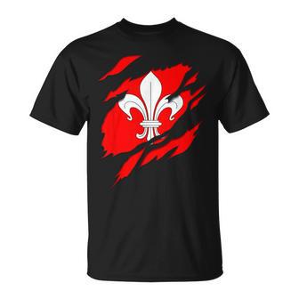 Drapeau Lille Blason Déchiré À Effet 3D France T-Shirt - Cadeauxyz