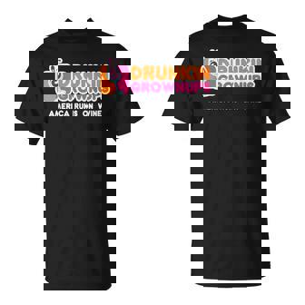 Drunkin Grownups For Wine Lovers America Runs On Wine T-Shirt | Mazezy