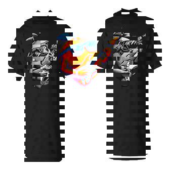 E-Guitar Cool Orange Avec Lunettesoleil T-Shirt - Cadeauxyz