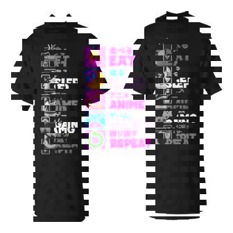 Eat Sleep Anime Gaming Repeat Kawaii Otaku Anime Manga T-Shirt | Mazezy