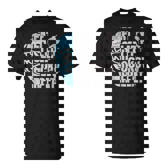 Eat Sleep Hockey Repeat Ice Hockey Player Stuff Christmas PJ T-Shirt | Mazezy