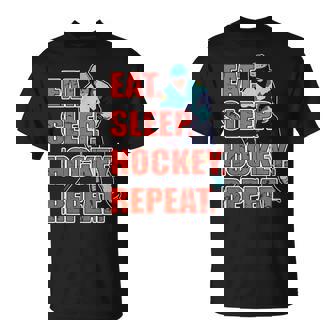 Eat Sleep Hockey Repeat Men Women Kids Ice Hockey T-Shirt | Mazezy