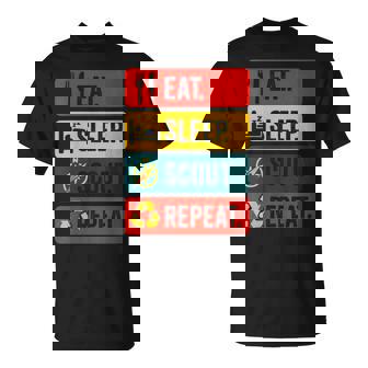 EAT Sleep Scout Repeat Camping Outdoors T-Shirt | Mazezy