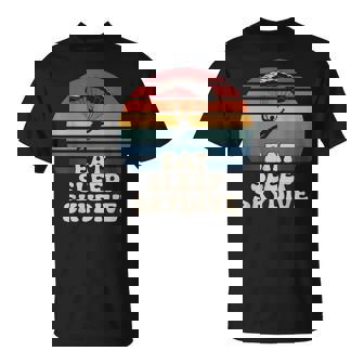 Eat Sleep Skydive Retro Sunset Parachute Jumper Skydiving T-Shirt | Mazezy