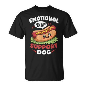 Emotional-Support Dog Hot Dog Kawai Motivational Fast Food T-Shirt | Seseable UK