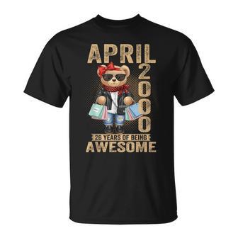 En La Parte Trasera 26 Años Abril 2000 Oso De Peluche 26 Cumpleaños Es Camiseta unisex - Regaloses