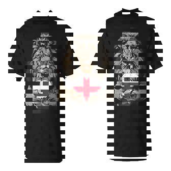England Flag Lion Heart England Pride England Roots T-Shirt - Monsterry