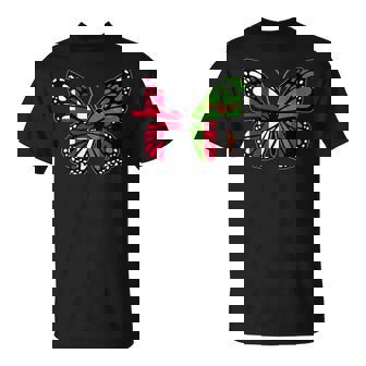 England And Zambia Butterfly Half English Zambian Roots T-Shirt | Mazezy