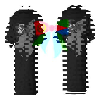 Eritrea Congolese Pride Flag Girl Coquette Bow Ribbon T-Shirt | Mazezy