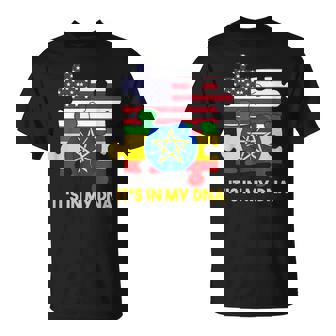 Ethiopia Ethiopians American America USA Mixed DNA Flag Day T-Shirt | Mazezy