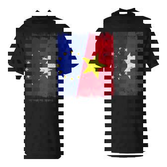 EU Vietnam Half Flag Europe Vietnamese History T-Shirt | Mazezy