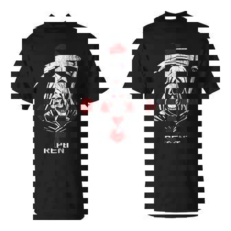 Evil Grim Reaper Death Upside Down Inverted Cross Repent Tank Top T-Shirt - Monsterry