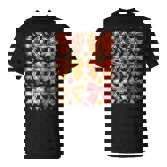 Fall Decorative Ribbon Bows Autumn Leaves Plaid Thanksgiving T-Shirt | Mazezy