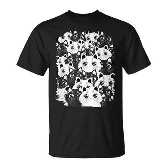 Familia De Gatos Blancos Y Negros Camiseta unisex - Regaloses