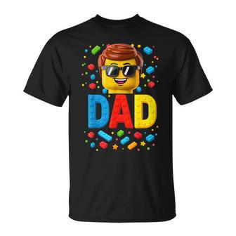 Family Dad Master Builder Building Bricks Blocks Fathers Day T-Shirt - Thegiftio
