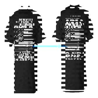 My Favorite Airman Calls Me Grandpa Flag US Air Force USAF T-Shirt | Mazezy