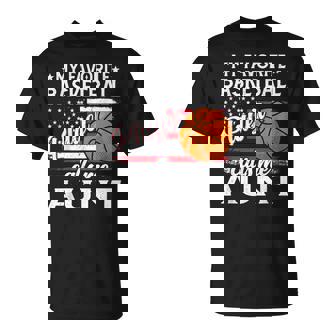 My Favorite Basketball Player Calls Me Aunt US Flag T-Shirt | Mazezy