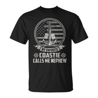 My Favorite Coastie Calls Me Nephew Flag US Coast Guard T-Shirt | Mazezy