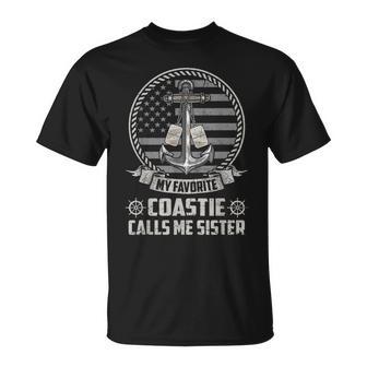 My Favorite Coastie Calls Me Sister Flag US Coast Guard T-Shirt | Mazezy