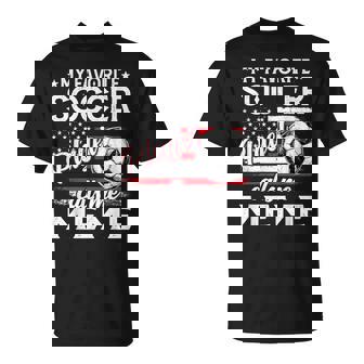 My Favorite Soccer Player Calls Me Meme US Flag T-Shirt | Mazezy