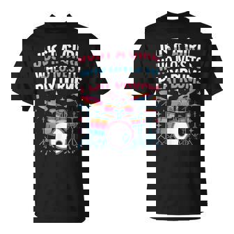 Female Drummer Just A Girl Who Loves To Play Drums T-Shirt | Mazezy