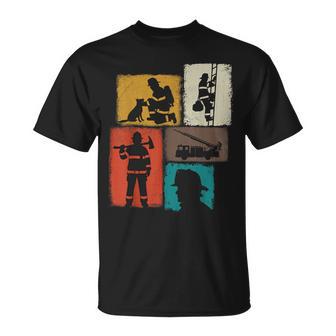 Firefighter Vintage Collage Fireman Hero T-Shirt - Thegiftio UK