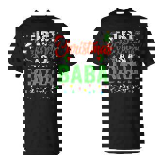 First Christmas As A Baba Xmas Lights 1st New Dad T-Shirt | Mazezy