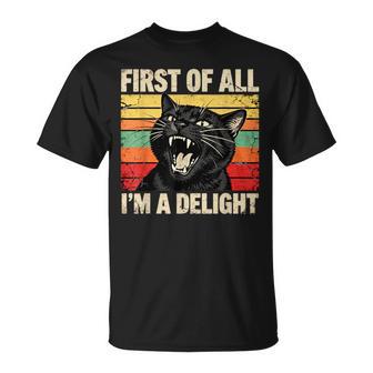 First Of All I'm A Delight Roaring Black Cat Women T-Shirt - Thegiftio UK