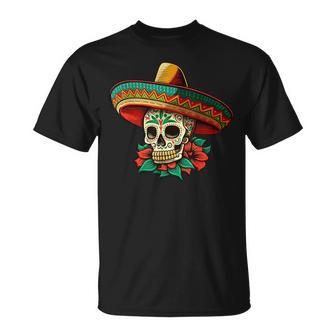 Fleursucre Crâne Mexicain Dia De Los Muertos Cinco De Mayo T-Shirt - Cadeauxyz