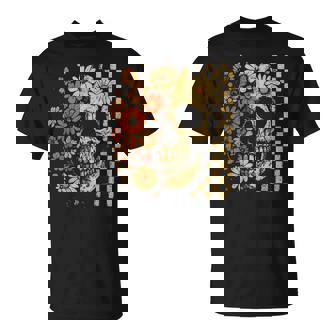 Floral Skull Grunge Retro Aesthetic T-Shirt | Seseable UK