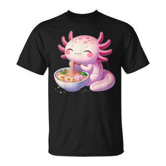 Fox Brother Anime Kawaii Axolotl Essen Ramen Nudeln Kinder N Mädchen Junge Kinderchwarz Kurzarm Kragenlos Cartoon Kawaii Anime T-Shirt - Geschenkecke