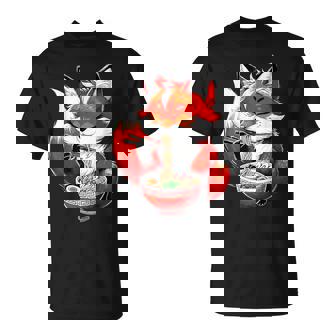 Fox Eating Ramen Noodle Animal Fox T-Shirt - Thegiftio