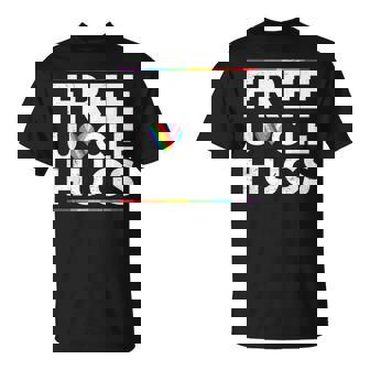 Free Uncle Hugs Support LGBT Proud Parades Rainbow Flag Tee T-Shirt | Mazezy