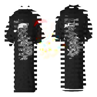 French Bulldog Dog Christmas Lights Santa Xmas Pet Dog Lover T-Shirt | Mazezy