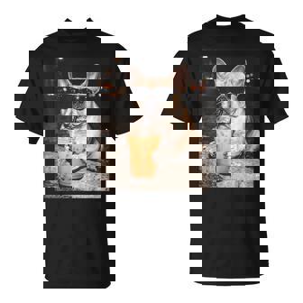 French Bulldog Drinking Iced Coffee Animal T-Shirt - Monsterry