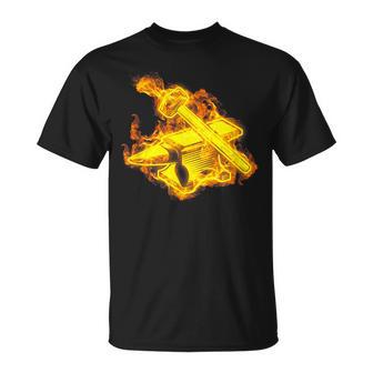 Fuego Yunque Y Martillo Llamas Fragua Forja Herrero Camiseta unisex - Regaloses