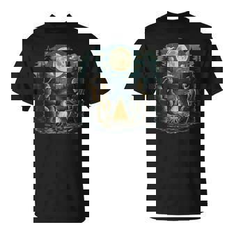 Bigfoot Sasquatch Alien Campfire Forest Camping Talk T-Shirt - Monsterry