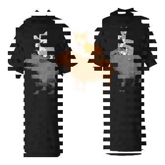 Corgi Riding Capybara T-Shirt - Monsterry