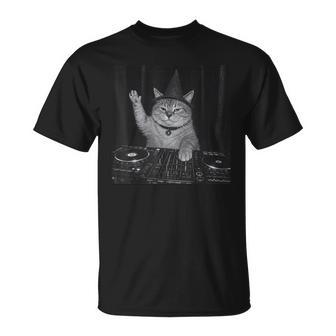 Cute Spooky Fat Wizard Dj Cat Vintage Meme Costume T-Shirt - Monsterry