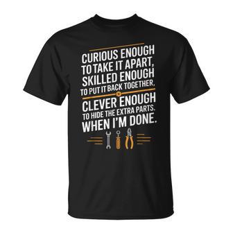 Mechanic Saying Curious Skilled Clever Repair Humor T-Shirt | Mazezy